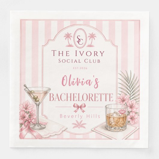 personalisierte Lux Rosa Junggesellinnenabschied B Serviette (Vorderseite)