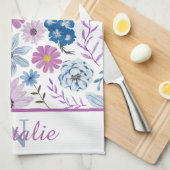 Personalisierte luxuriöse, hellblau-rosa Blume Geschirrtuch (Viertel Falte)