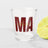 Personalisierte MA Masters of Arts Maroon & Gold Schnapsglas (Vorderseite)