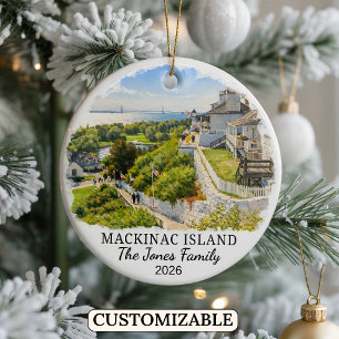 Personalisierte Mackinac Island, Maßgeschneidert M Keramik Ornament