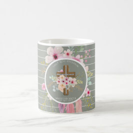 Personalisierte Mädchen - BAPTISM - Blumenkreuz Kaffeetasse