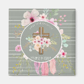 Personalisierte Mädchen - BAPTISM - Blumenkreuz Magnet (Vorne)