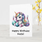 Personalisierte Mädchen Einhorn Bowling Geburtstag Karte (Gelbe Blume)