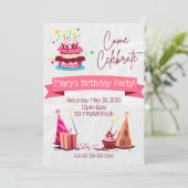 Personalisierte Mädchen Einladung zum Geburtstag (Stehend Vorderseite)