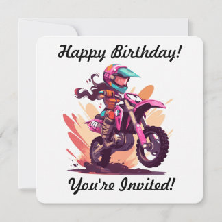 Personalisierte Mädchen-Motocross-Einladung Einladung