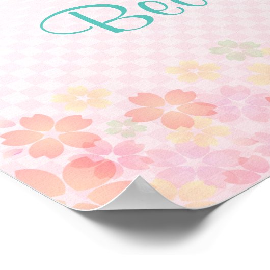 Personalisierte Mädchen Name Blue Pink Moderne Gir Poster (Ecke)