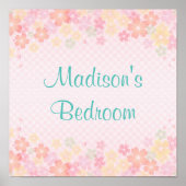 Personalisierte Mädchen Name Blue Pink Moderne Gir Poster (Vorne)