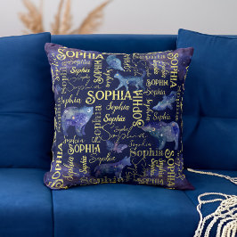 Personalisierte Mädchen nennen himmlische Tiersamm Kissen