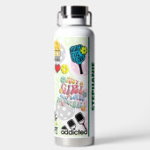 Personalisierte "Mädchen-power-Zeit im Pickleball" Trinkflasche (Rückseite)