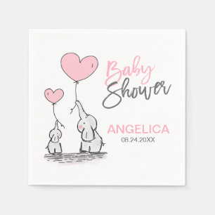 Personalisierte Mädchen-rosa Elefant-Mama-u. Serviette
