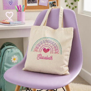 Personalisierte Mädchen Süße Whimsical Boho Regenb Tragetasche