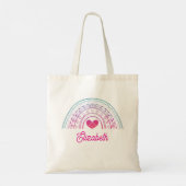 Personalisierte Mädchen Süße Whimsical Boho Regenb Tragetasche (Rückseite)