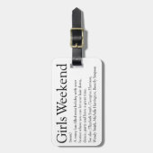 Personalisierte Mädchen-Wochenende-Definition-Tasc Gepäckanhänger (Vorderseite vertikal)