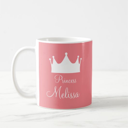 Personalisierte Mädchenkirche Prinzessin Rosa Kron Kaffeetasse (Links)