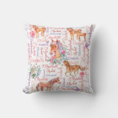 Personalisierte Mädchennamen Collagen mit Ponys Kissen (Vorderseite)