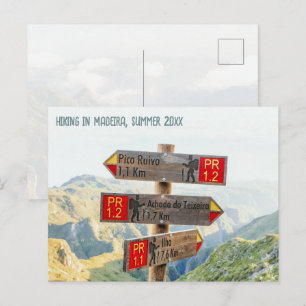 Personalisierte Madeira Pico Ruivo Trail Wegweiser Postkarte