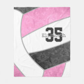 personalisierte Mädels, die rosa schwarze Volleyba Fleecedecke (Vorderseite)