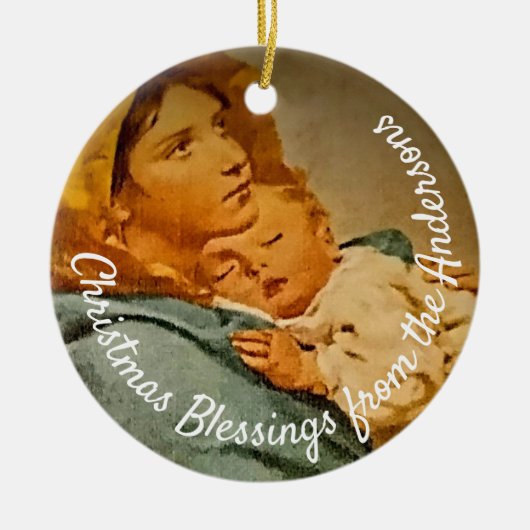 Personalisierte Madonna und Kinderzucht Keramik Ornament (Vorne)