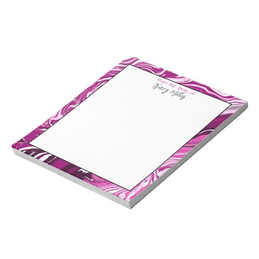 Personalisierte Magenta und rosa Marmorflüssigkeit Notizblock (Rotiert)