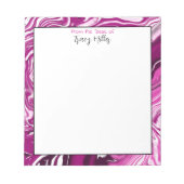 Personalisierte Magenta und rosa Marmorflüssigkeit Notizblock (Vorderseite)