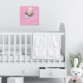 Personalisierte Magische Engel-Fairy-Uhr für Mädch Quadratische Wanduhr