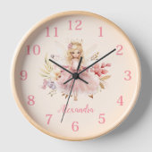 Personalisierte magische Fairy Floral Garden Pixie Uhr (Vorderseite)