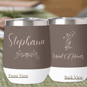 Personalisierte Maid of Honor Elegante Mocha Schri