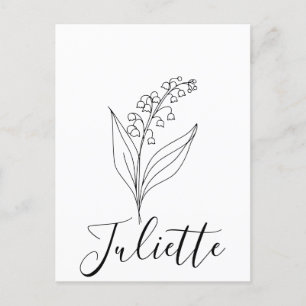Personalisierte Maiglöckchen-Geburtsblume Postkarte