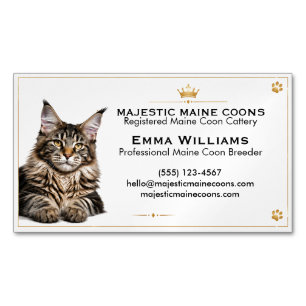 Personalisierte Maine Coon Katzenzucht Magnetische Visitenkarte