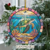 Personalisierte Malediven-Ornament, Meeresschildkr Keramik Ornament