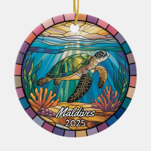 Personalisierte Malediven-Ornament, Meeresschildkr Keramik Ornament (Vorne)