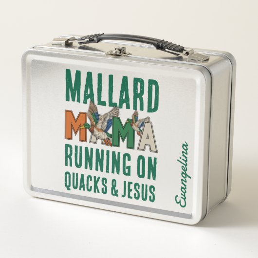 Personalisierte MALLARD MAMA Ente Mutter Metall Brotdose (Vorderseite)