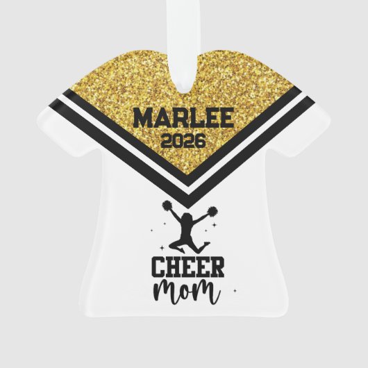 Personalisierte Mama aus Gold und Black Cheer Ornament (Rückseite)