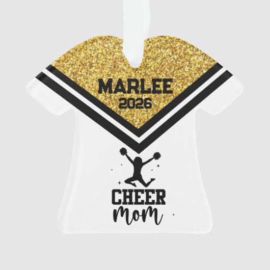 Personalisierte Mama aus Gold und Black Cheer Ornament (Vorderseite)