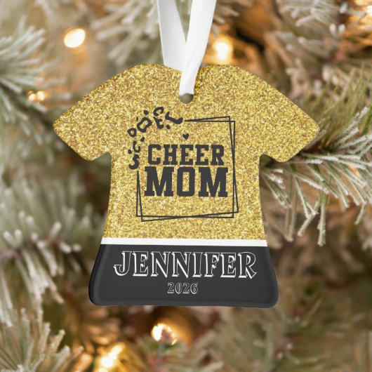 Personalisierte Mama aus Gold und Black Cheer Ornament (Baum)