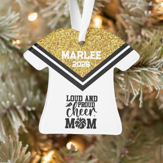 Personalisierte Mama aus Gold und Black Cheer Ornament (Baum)