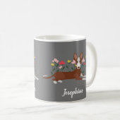 Personalisierte Mama Bester Hund je Podenco Floral Kaffeetasse (VorderseiteRechts)