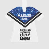 Personalisierte Mama Blue & Black Cheer Ornament (Rückseite)