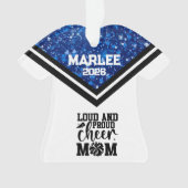 Personalisierte Mama Blue & Black Cheer Ornament (Vorderseite)