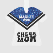 Personalisierte Mama Blue & Black Cheer Ornament (Rückseite)