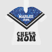 Personalisierte Mama Blue & Black Cheer Ornament (Vorderseite)