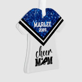 Personalisierte Mama Blue & Black Cheer Ornament (Vorderseite)