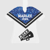 Personalisierte Mama Blue & Black Cheer Ornament (Vorderseite)