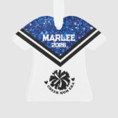 Personalisierte Mama Blue & Black Cheer Ornament (Rückseite)