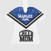 Personalisierte Mama Blue & Black Cheer Ornament (Rückseite)