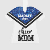 Personalisierte Mama Blue & Black Cheer Ornament (Vorderseite)