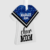 Personalisierte Mama Blue & Black Cheer Ornament (Vorderseite)