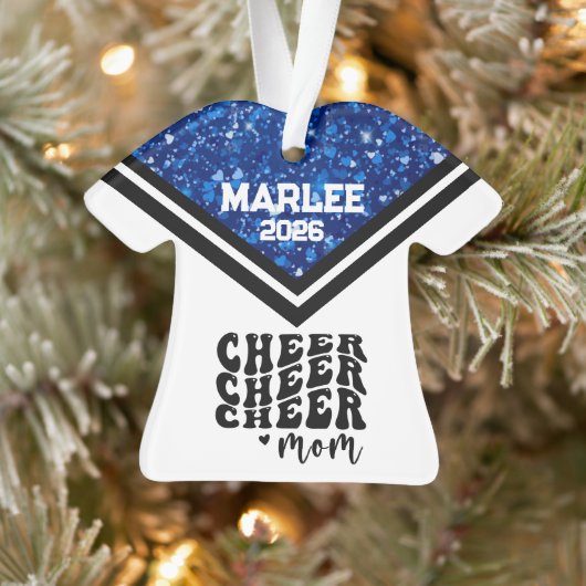Personalisierte Mama Blue & Black Cheer Ornament (Baum)