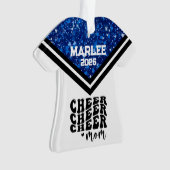 Personalisierte Mama Blue & Black Cheer Ornament (Vorderseite)