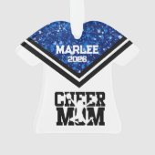 Personalisierte Mama Blue & Black Cheer Ornament (Rückseite)
